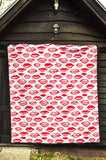 Lips Pattern Print Design 05 Premium Quilt
