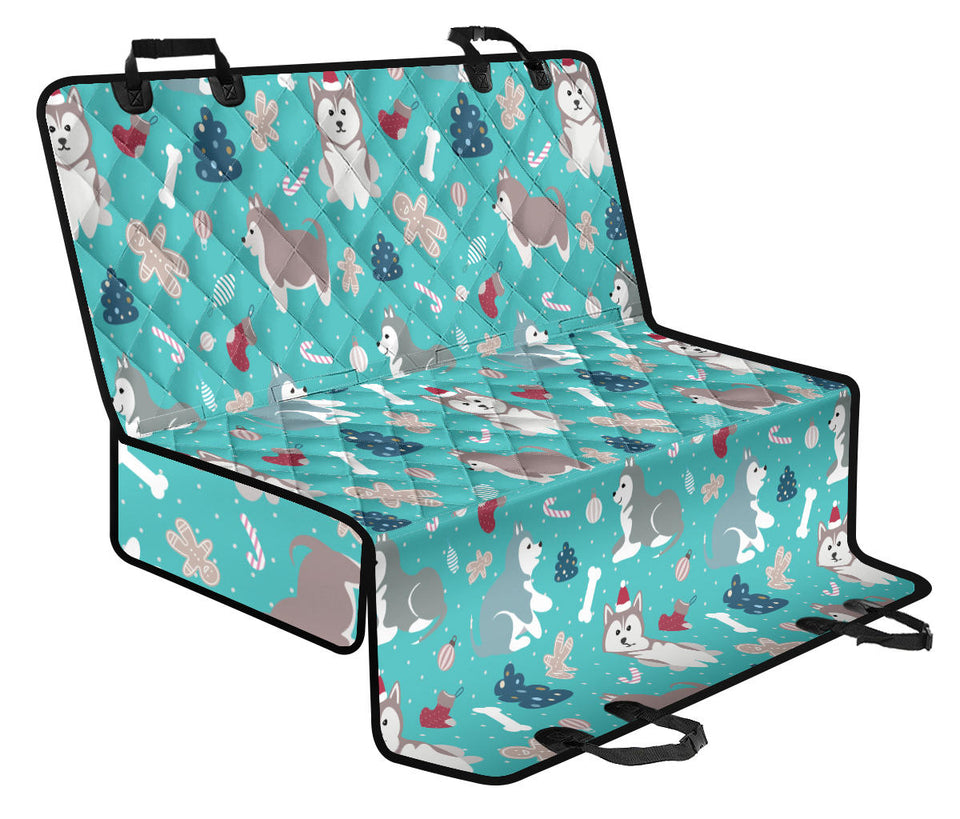 Christmas Cute Siberian Husky Puppie Pattern Dog Car Seat Covers