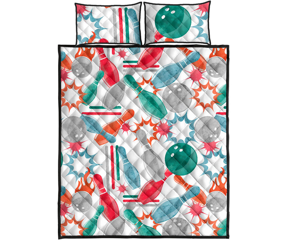Watercolor bowling pattern Quilt Bed Set