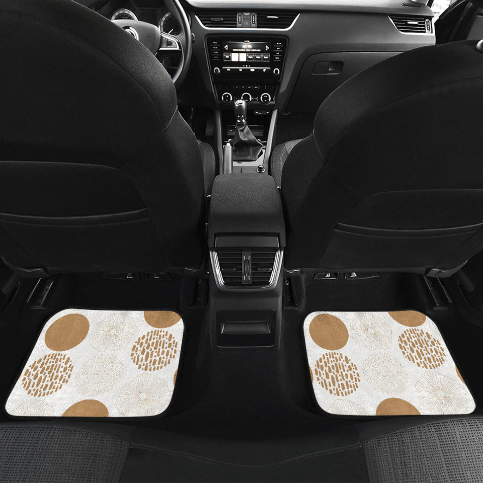 Gold Texture Mushroom Pattern Front And Back Car Mats