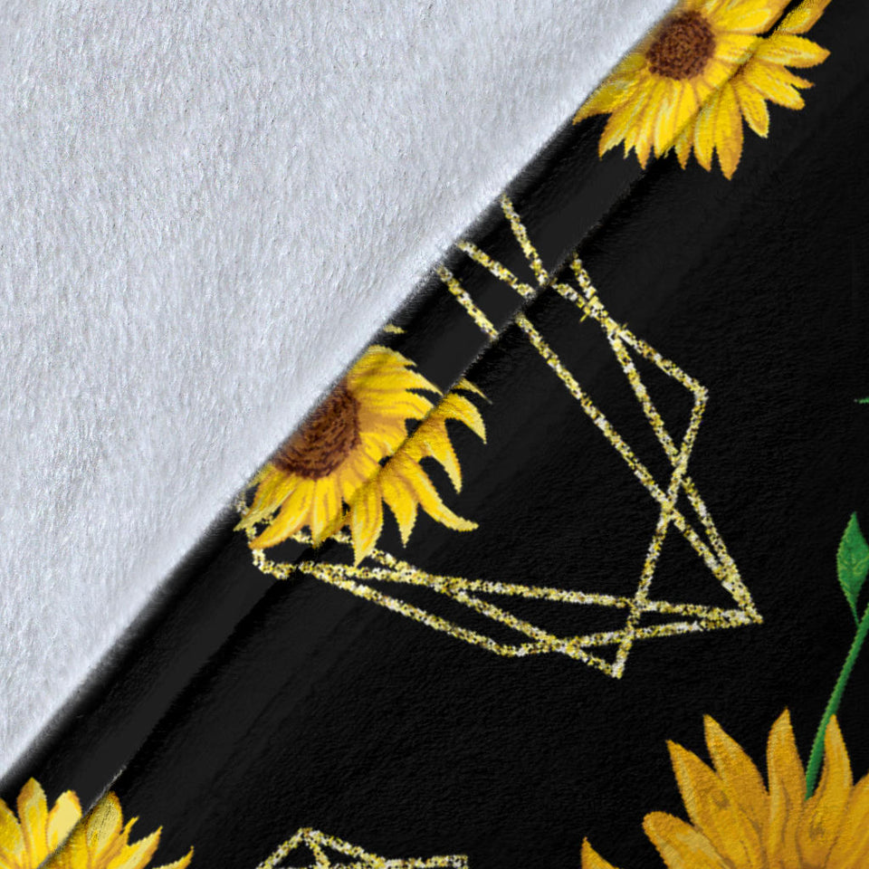 Sunflower Golden Polygonal Shapes Premium Blanket