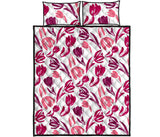pink sketch tulip pattern Quilt Bed Set