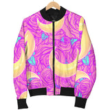 Moon Pink Rose Background Women'S Bomber Jacket