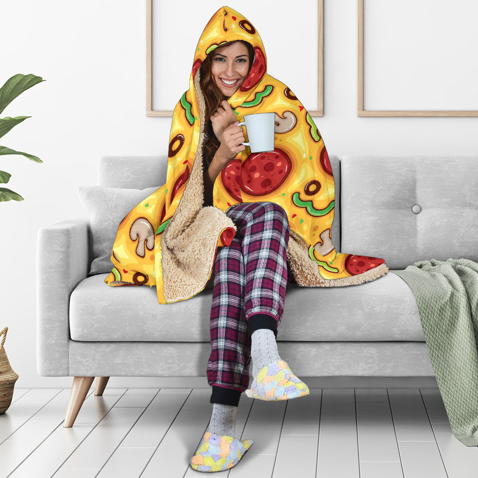 Pizza Texture Pattern Hooded Blanket