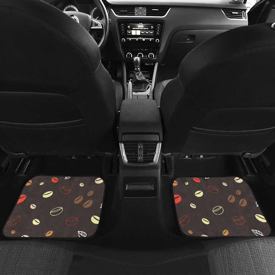 Coffee Bean Leave Pattern Front And Back Car Mats