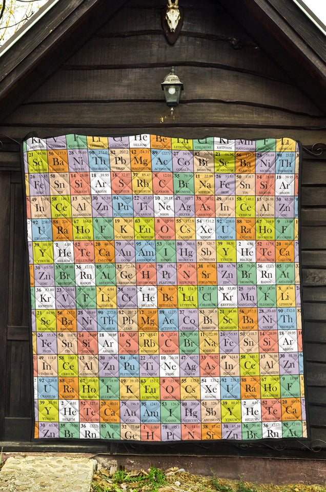 Chemistry Periodic Table Pattern Print Design 01 Premium Quilt