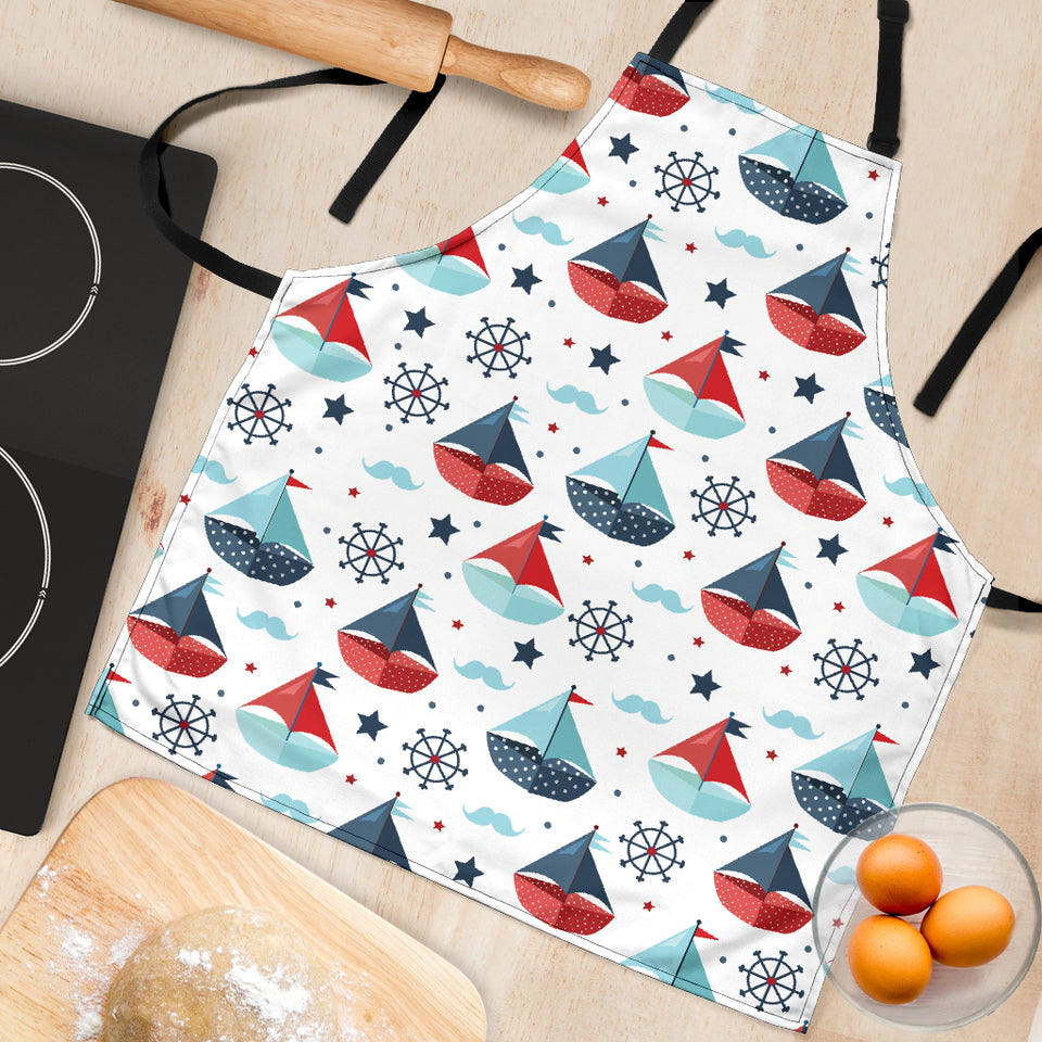 Cute Color Paper Sailboat Pattern Adjustable Apron