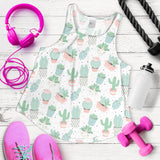 Pastel color cactus pattern Women Racerback Tank Top