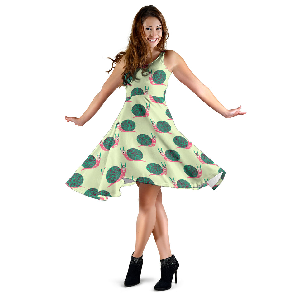 Snail Pattern Print Design 04 Sleeveless Midi Dress