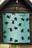 Sea Turtle With Blue Ocean Backgroud Premium Quilt