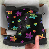 Colorful Star Pattern Leather Boots