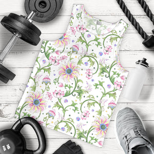 Beautiful pink lotus waterlily leaves pattern Men Tank Top