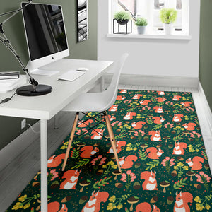 Squirrel Pattern Print Design 03 Area Rug