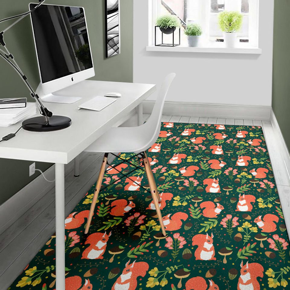 Squirrel Pattern Print Design 03 Area Rug