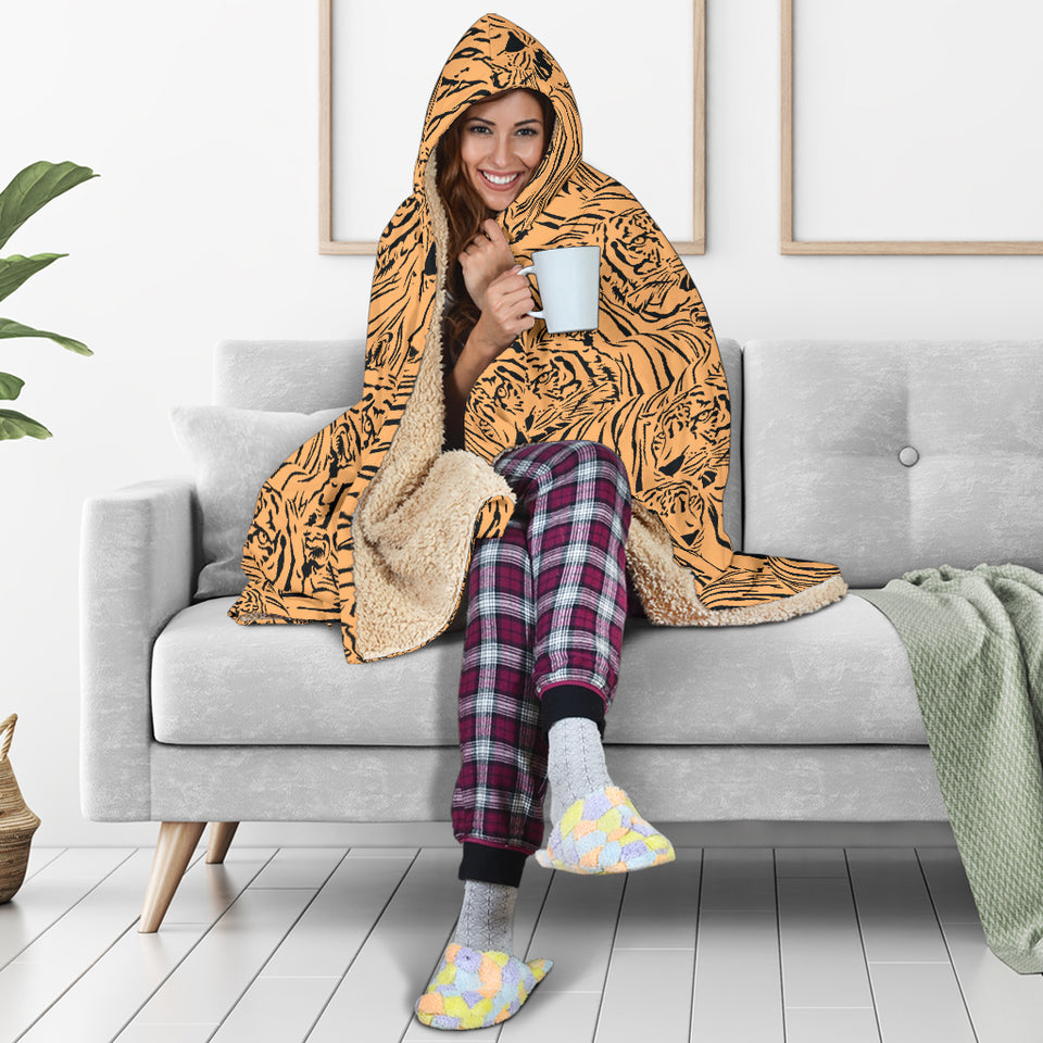 Bengal Tigers Pattern Hooded Blanket