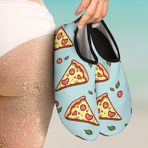 Hand Drawn Pizza Blue Background Aqua Shoes