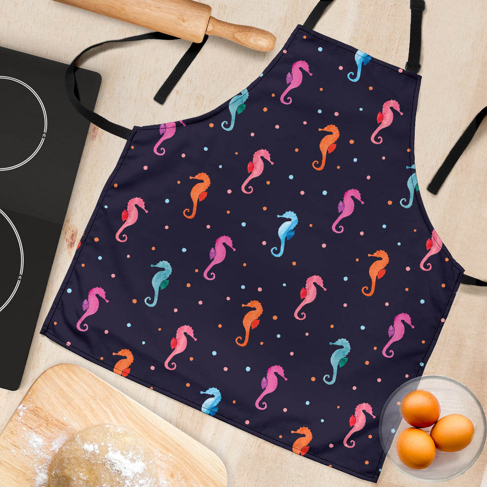 Watercolor Colorful Seahorse Pattern Adjustable Apron