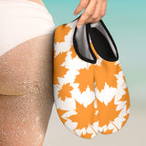 Orange Maple Leaf Pattern Aqua Shoes