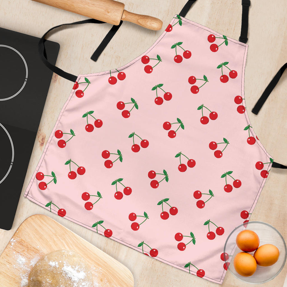 Cherry Pattern Pink Background Adjustable Apron
