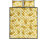 Saxophone cornet pattern yellow background Quilt Bed Set