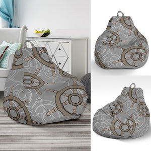 Nautical Wood Steering Wheel Pattern Bean Bag Cover