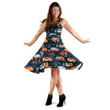 Camper Van Pattern Print Design 05 Sleeveless Midi Dress
