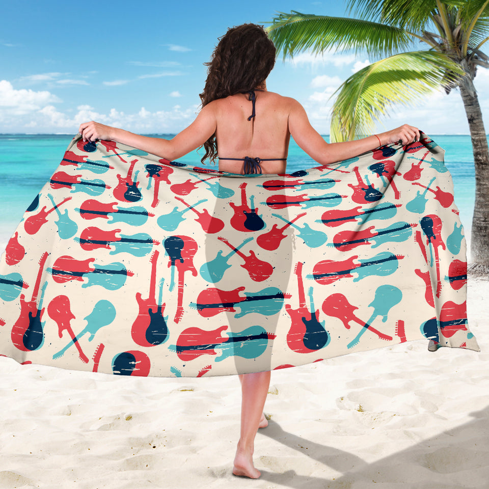 Red Blue Guitar Pattern Sarong
