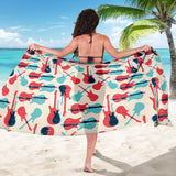 Red Blue Guitar Pattern Sarong