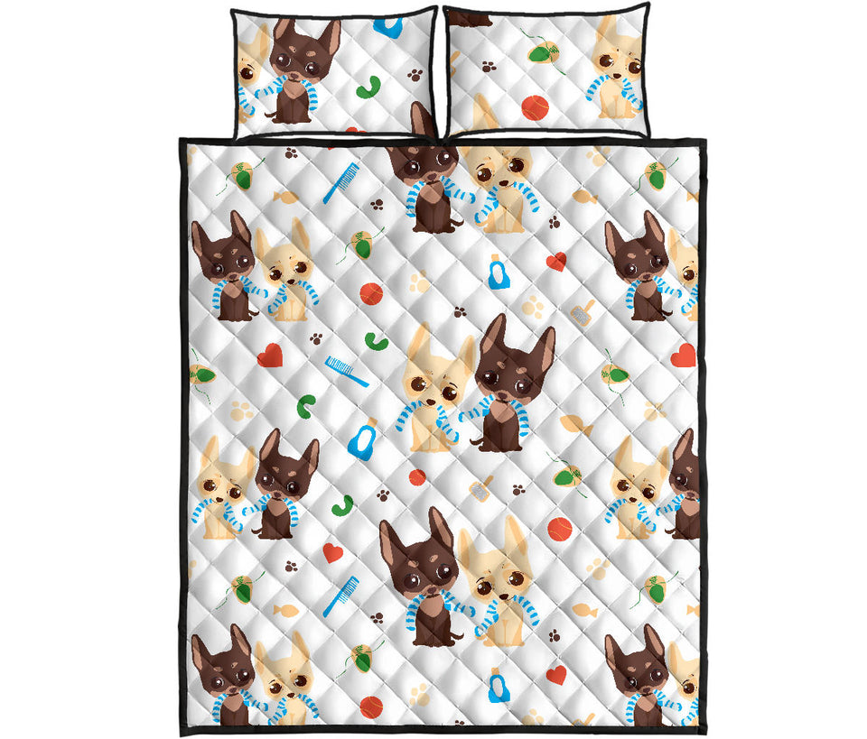 Cute Chihuahua dog pattern Quilt Bed Set