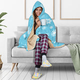 Snowflake Pattern Blue Background Hooded Blanket