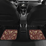 Coffee Bean Flower Pattern Front And Back Car Mats