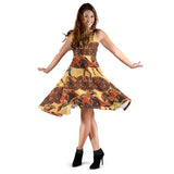 Camel Polynesian Tribal Design Pattern Sleeveless Midi Dress