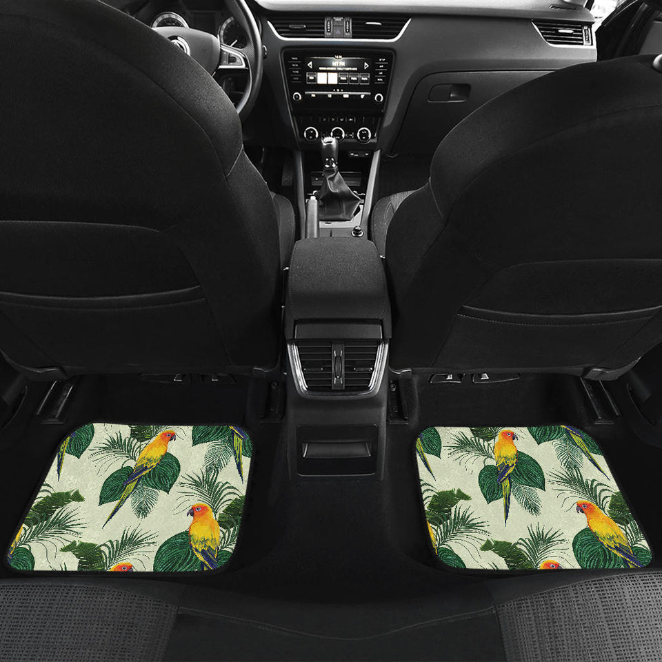 Beautiful Parrot Palm Leaves Pattern Front And Back Car Mats