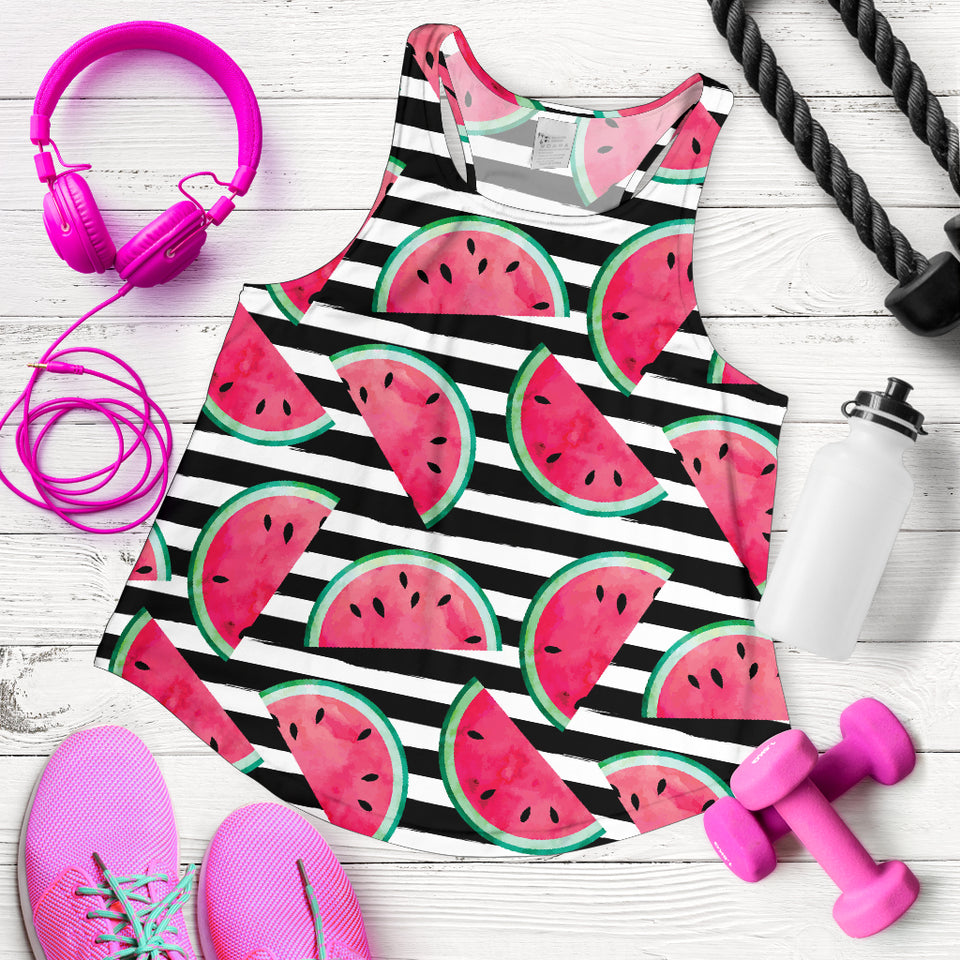 Watercolor paint textured watermelon pieces Women Racerback Tank Top