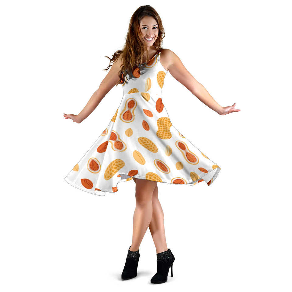 Peanuts Pattern Sleeveless Midi Dress