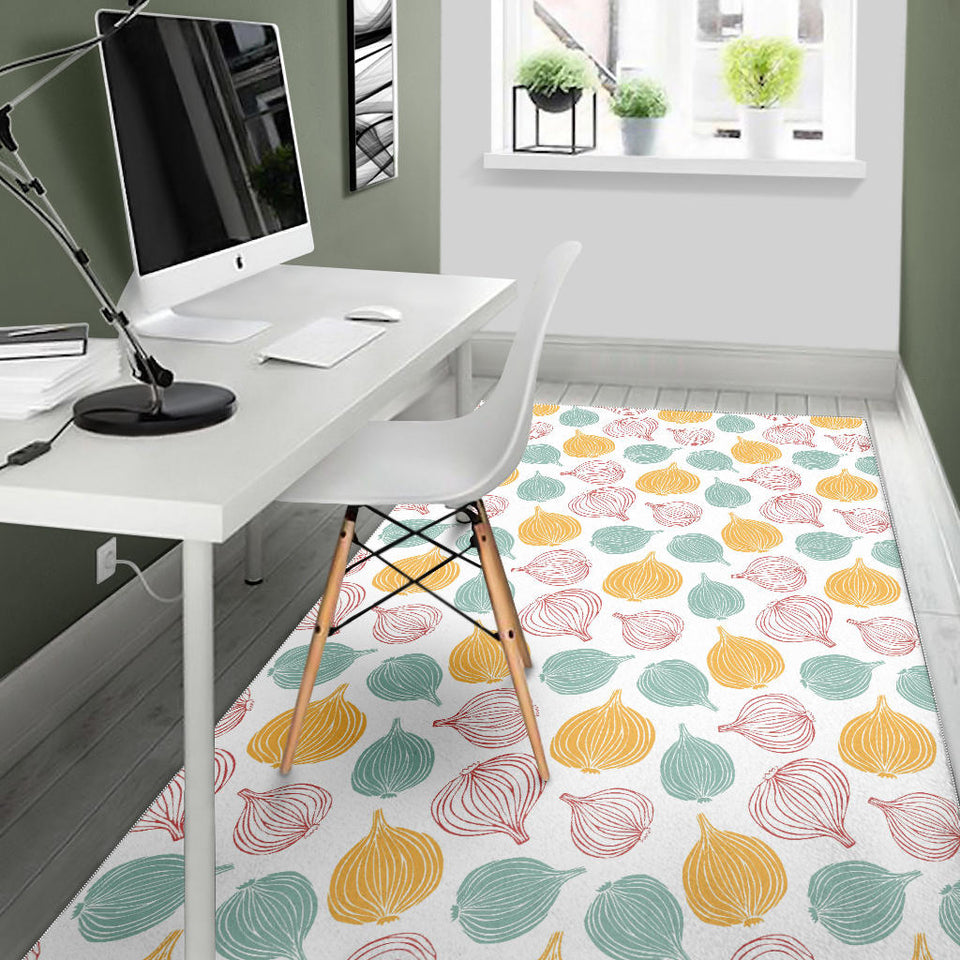 Colorful Onions White Background Area Rug
