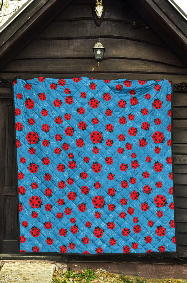 Ladybug Pattern Print Design 02 Premium Quilt