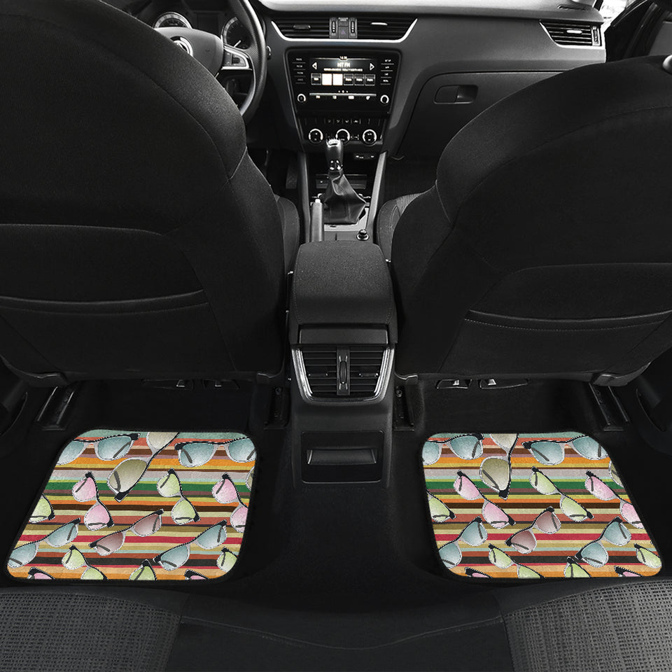 Sun Glasses Pattern Print Design 02 Front and Back Car Mats