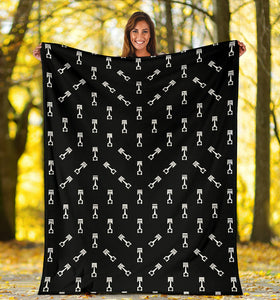 Engine Piston Black Theme Pattern Print Design 03 Premium Blanket