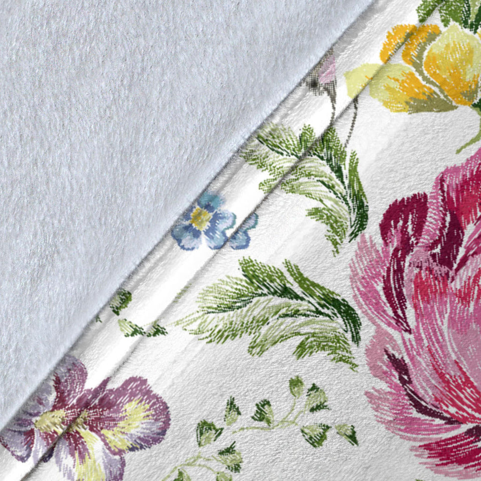 Hand Drawn Butterfly Rose Premium Blanket