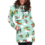 Helicopter Design Pattern Women'S Hoodie Dress