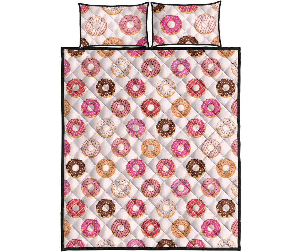 Colorful donut pattern Quilt Bed Set