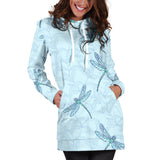 Dragonfly Pattern Blue Background Women'S Hoodie Dress