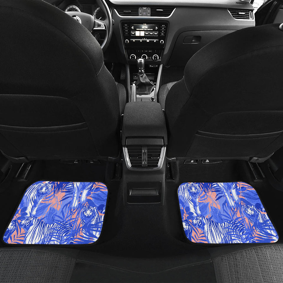 White Bengal Tigers Pattern Front And Back Car Mats