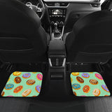 Colorful Donut Pattern Green Background Front And Back Car Mats