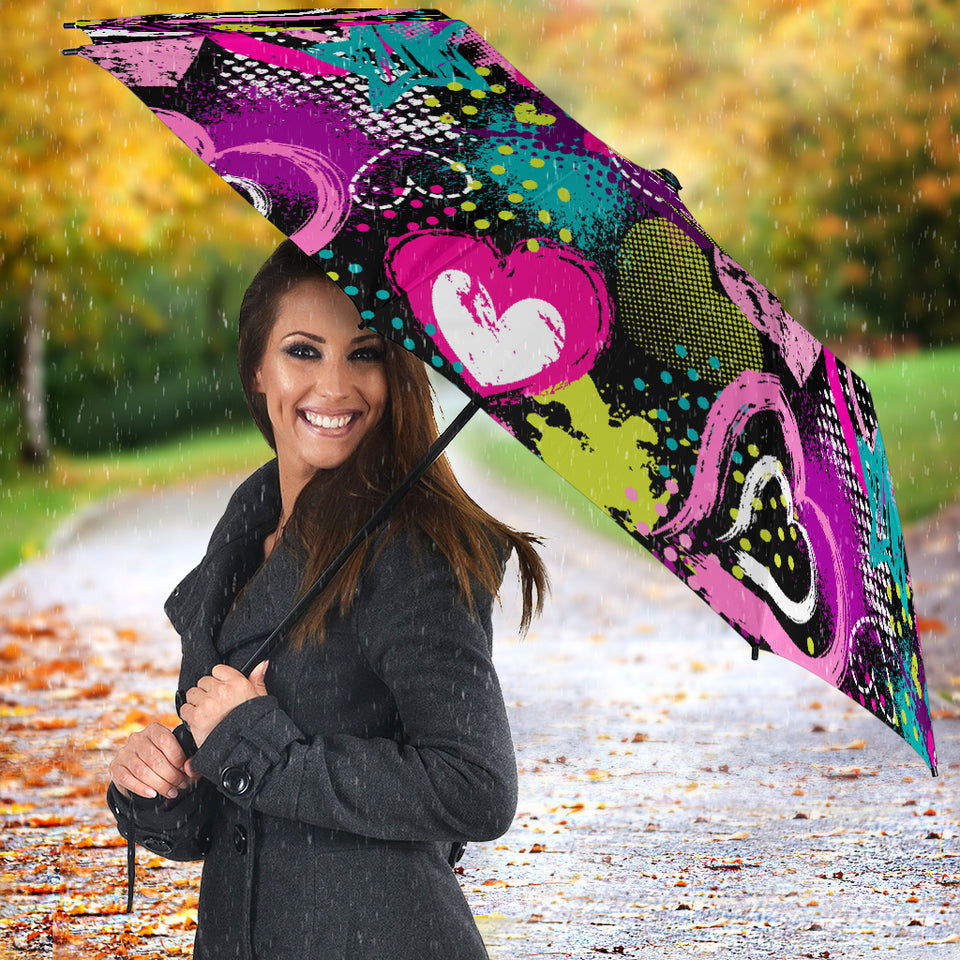 Heart Dot Wave Star Creative Design Pattern Umbrella