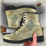 Ginkgo Leaves Design Pattern Leather Boots