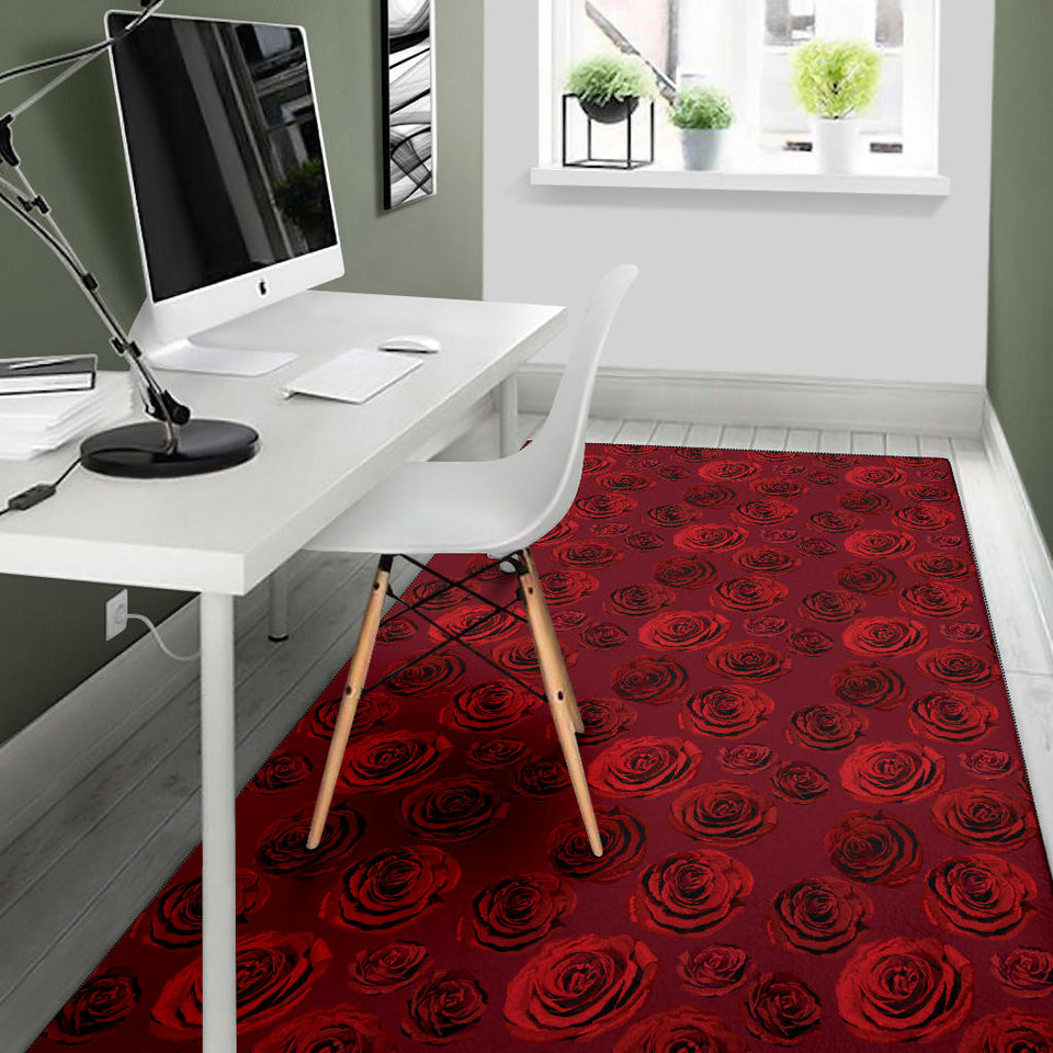 Rose Pattern Print Design 03 Area Rug