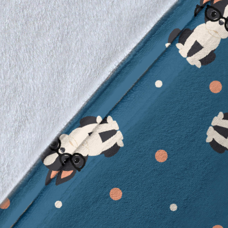 Cute Boston Terrier Dog Spattern Premium Blanket