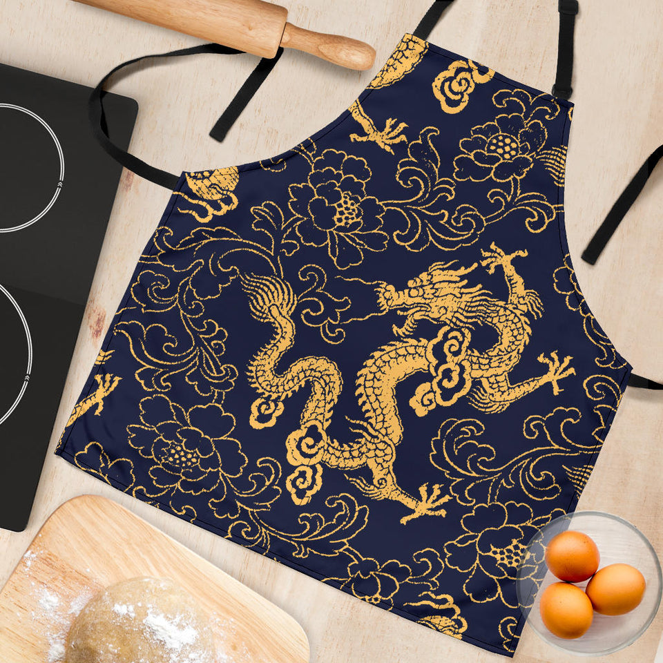 Gold Dragon Pattern Adjustable Apron